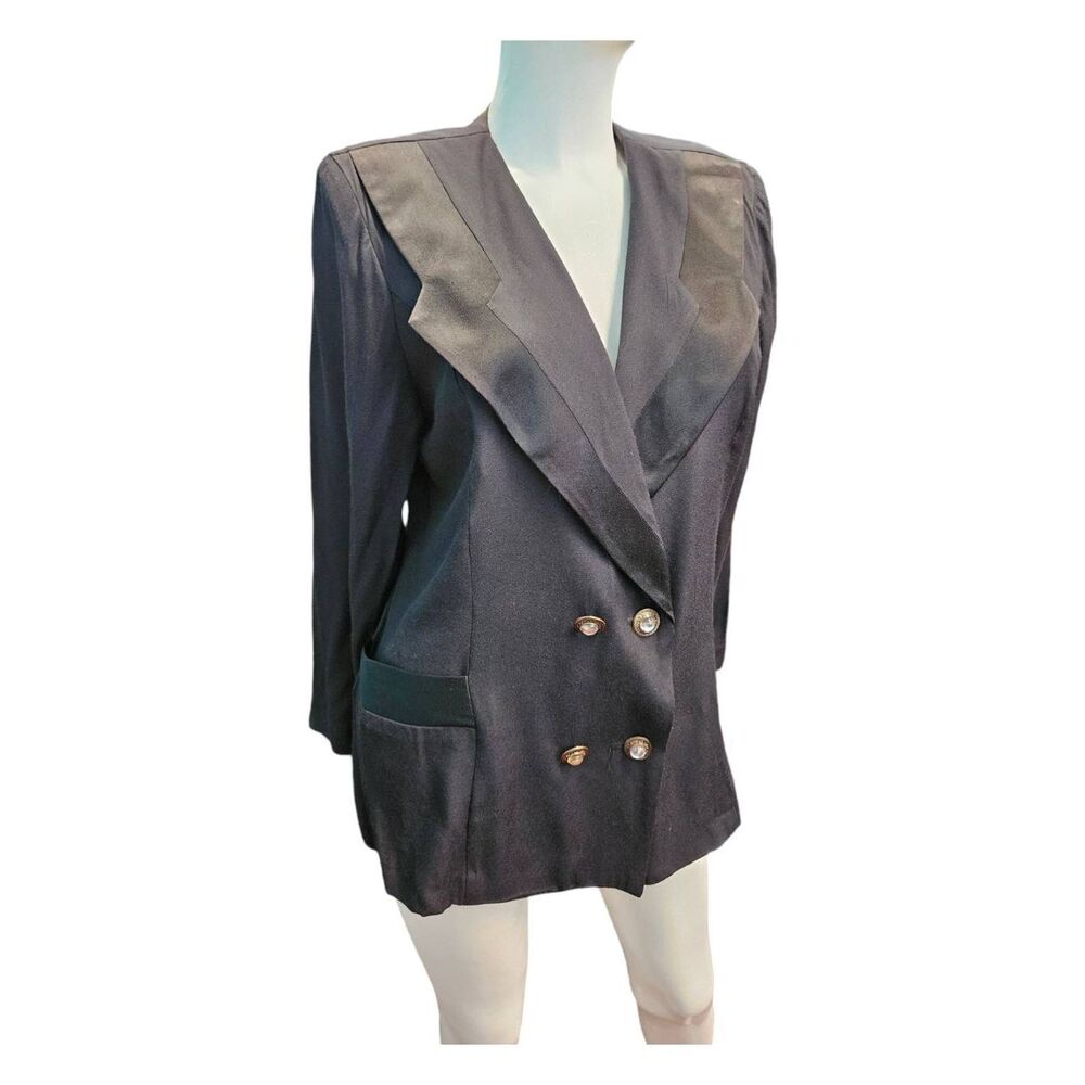 Stuart Alan Petites Black Blazer Womens Size 10 Vintage 80's